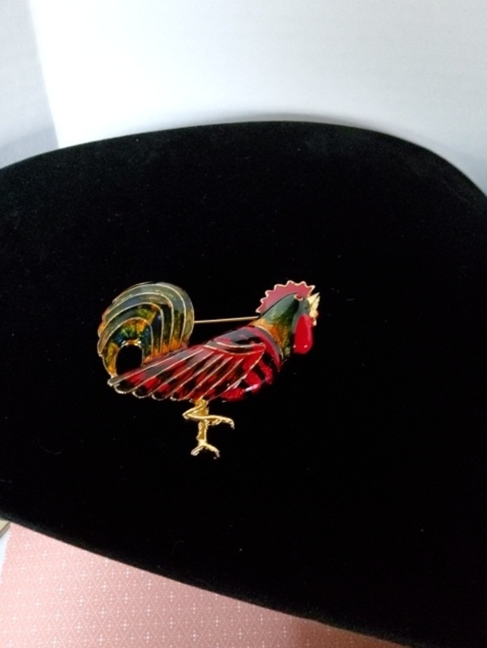 Large Rooster Colorerful Brooch.